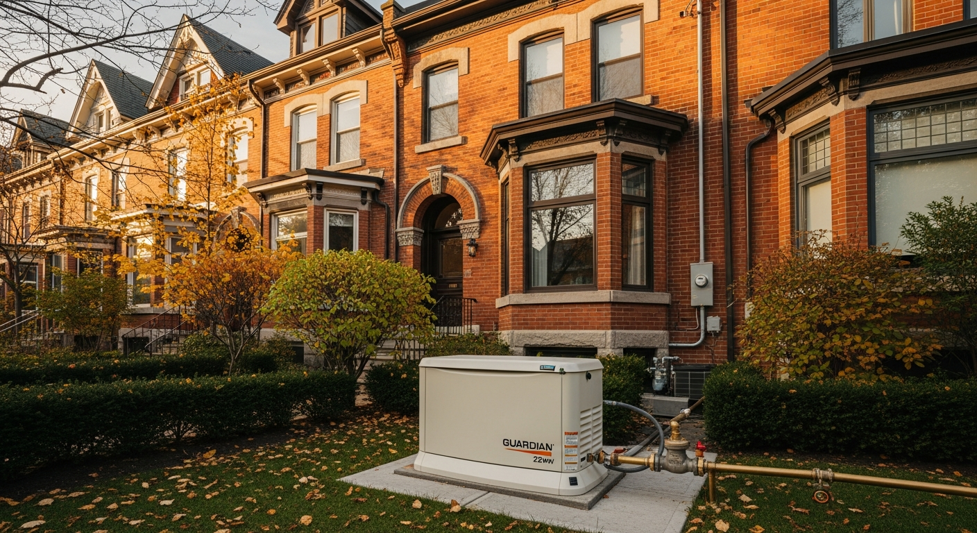 Standby generator installation outside a Toronto home