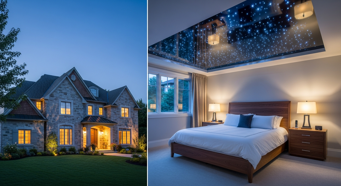 Completed star sky ceiling installation work showcasing finishing details in Caledon