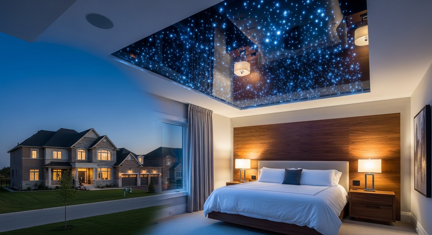 Completed star sky ceiling installation work showcasing finishing details in East Gwillimbury