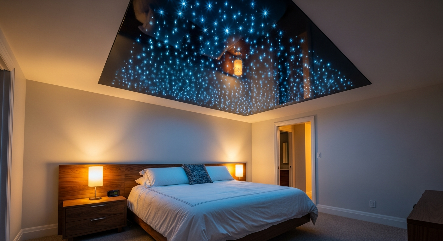 Recently completed star sky ceiling installation renovation in a Georgetown home