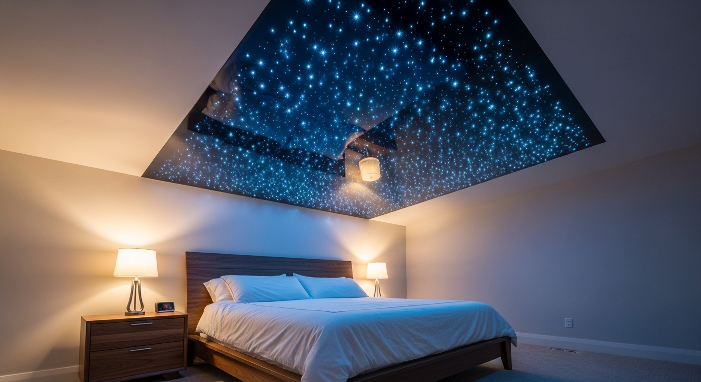 Detail view of a star sky ceiling installation job finished in Georgina — expert craftsmanship