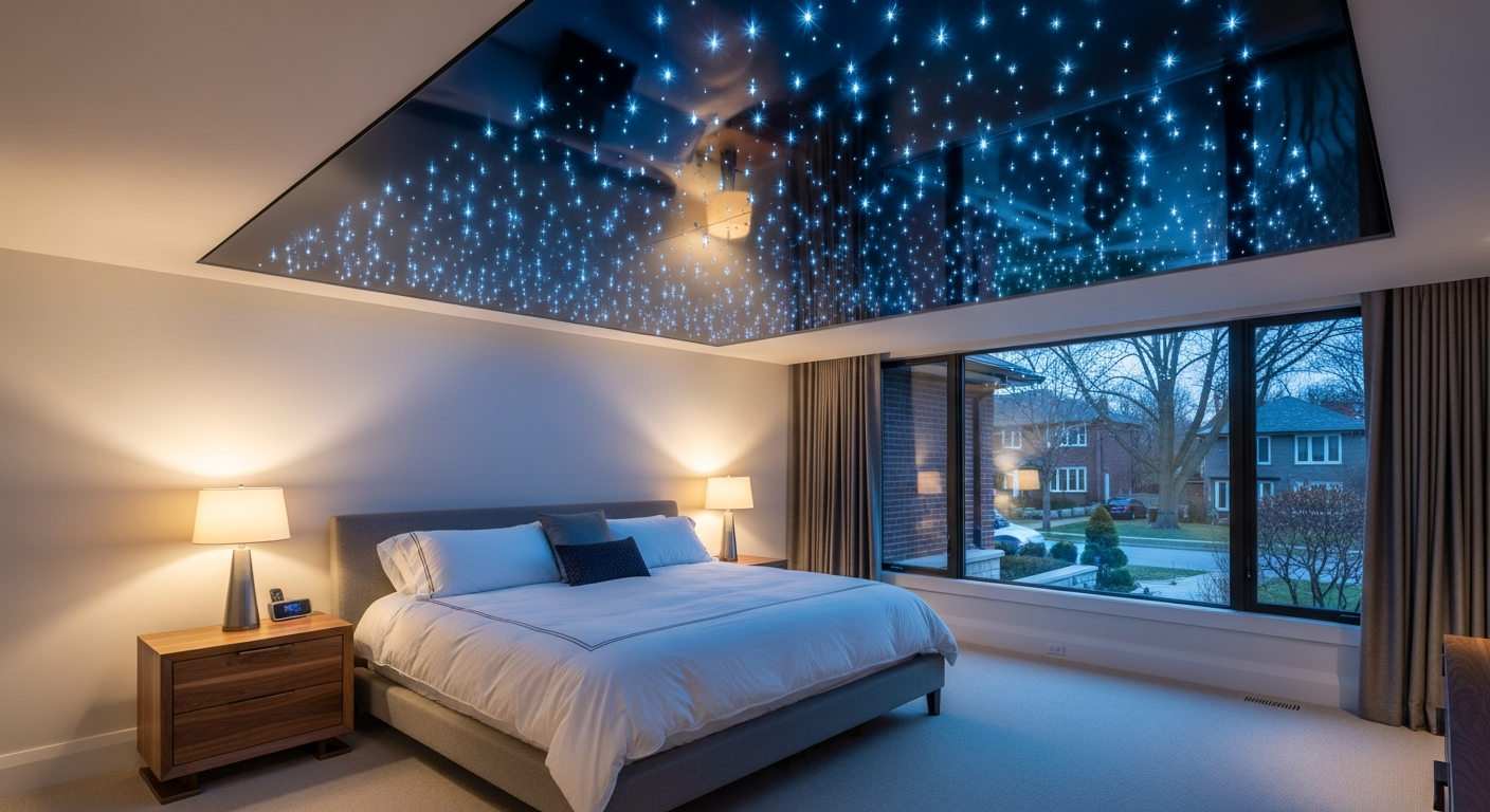 Editorial detail of a North York star sky ceiling installation install — visible quality finish