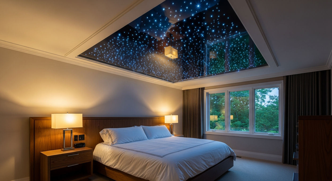 Completed star sky ceiling installation work showcasing finishing details in Uxbridge