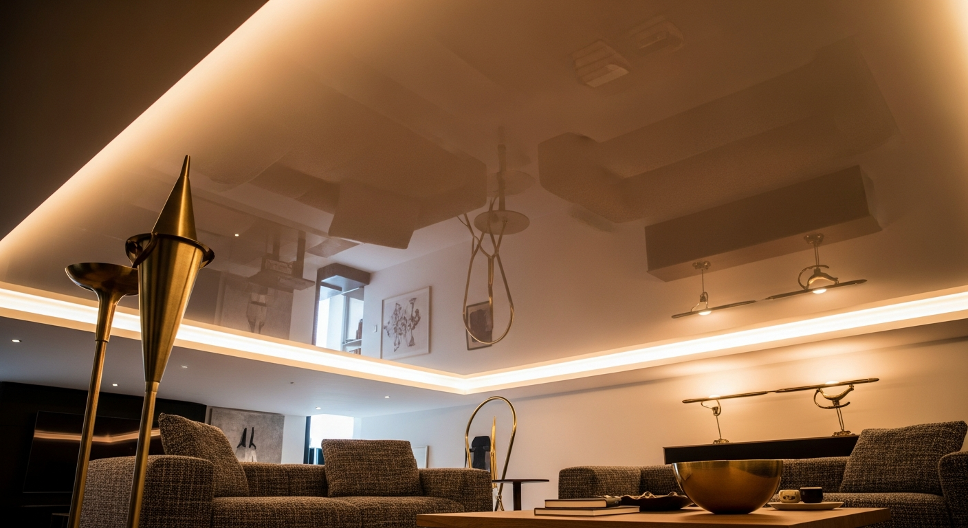 Detail view of a stretch ceiling installation job finished in East Gwillimbury — expert craftsmanship