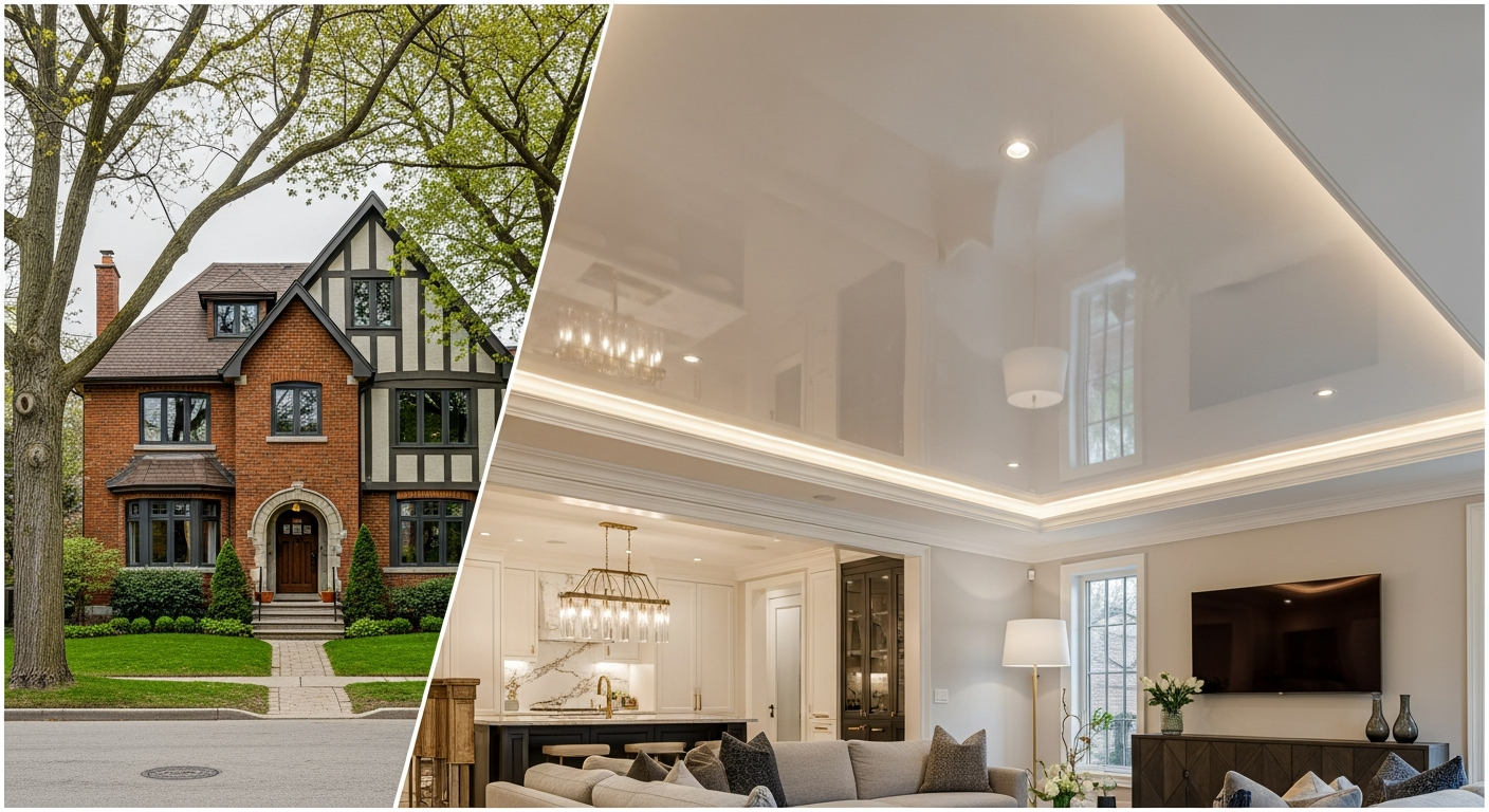 Professional stretch ceiling installation project completed by RenoHouse in Etobicoke — quality workmanship guaranteed
