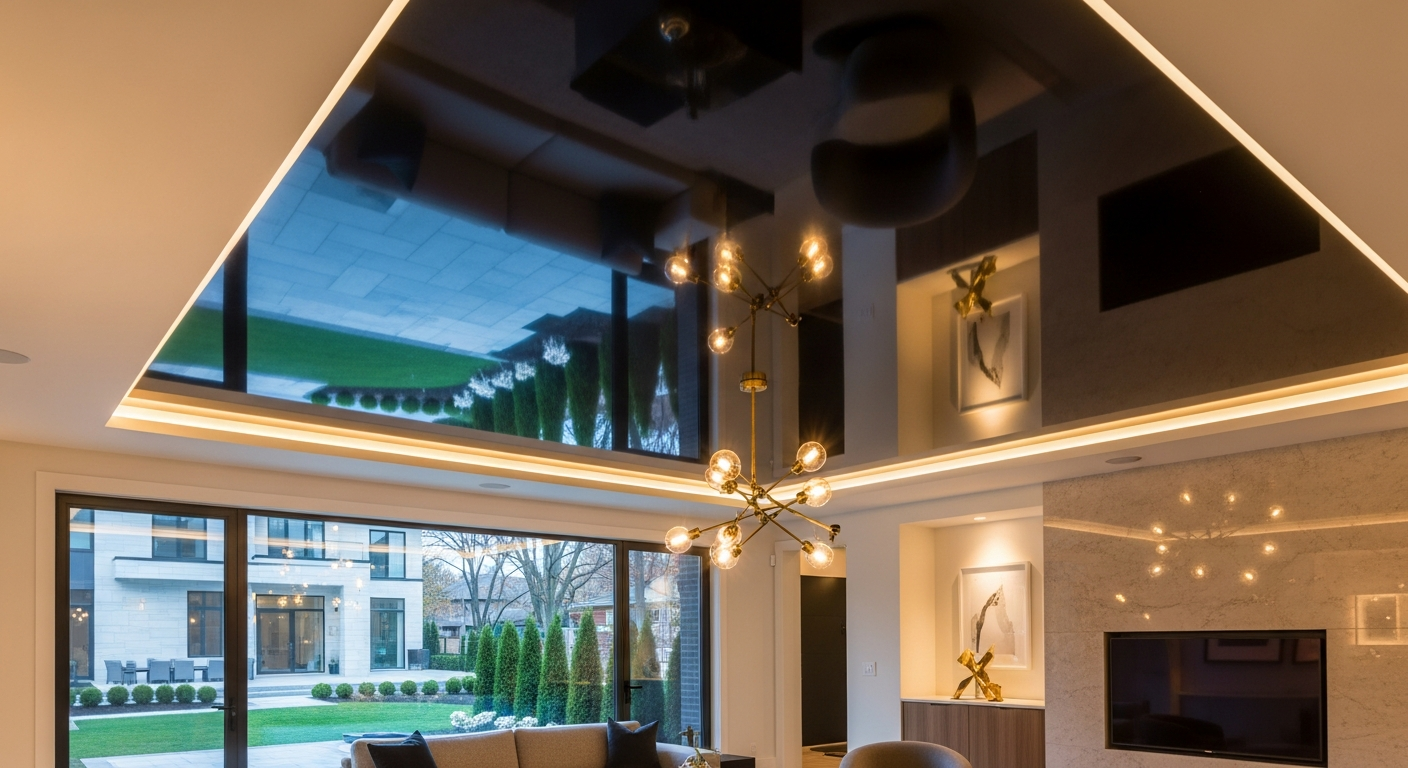 Recently completed stretch ceiling installation renovation in a Markham home