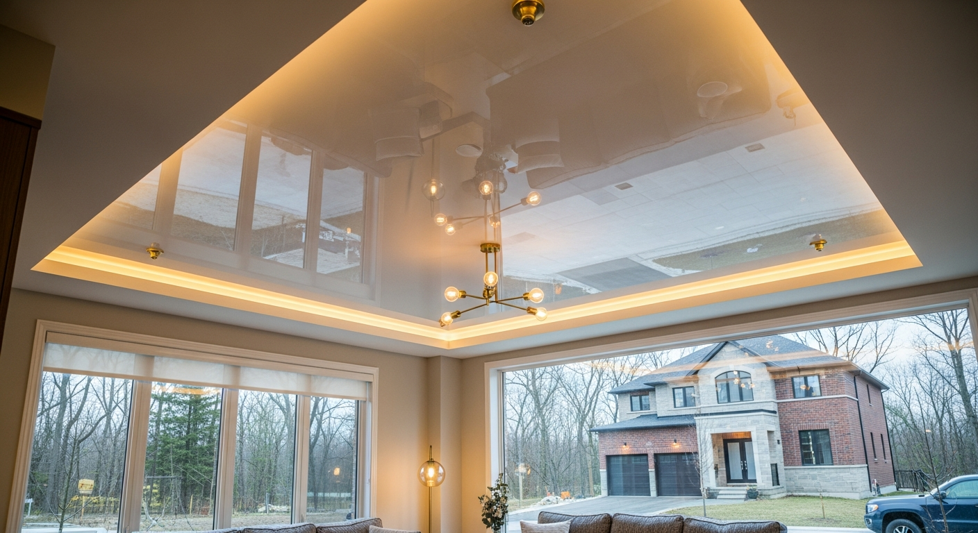 Recently completed stretch ceiling installation renovation in a Milton home