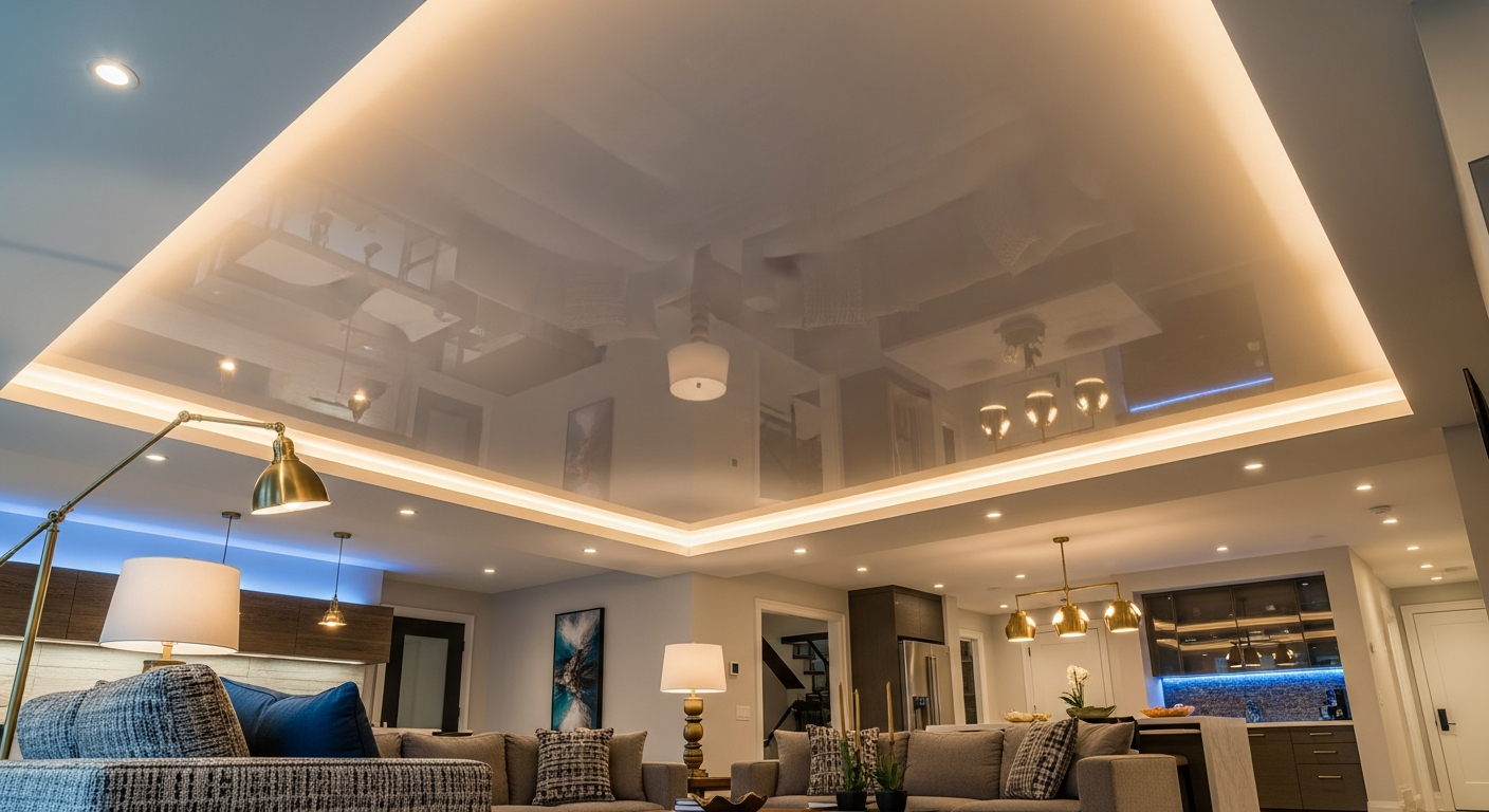 Recent Mississauga-area stretch ceiling installation project — professional finish detail