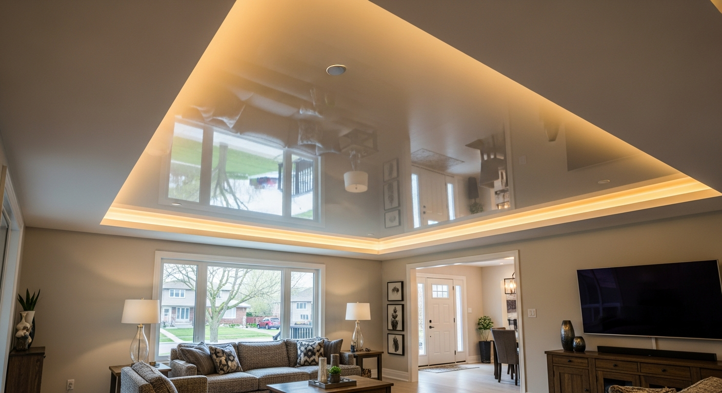 Recent Oshawa-area stretch ceiling installation project — professional finish detail