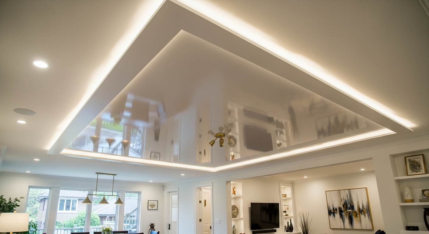 Recently completed stretch ceiling installation renovation in a Scarborough home