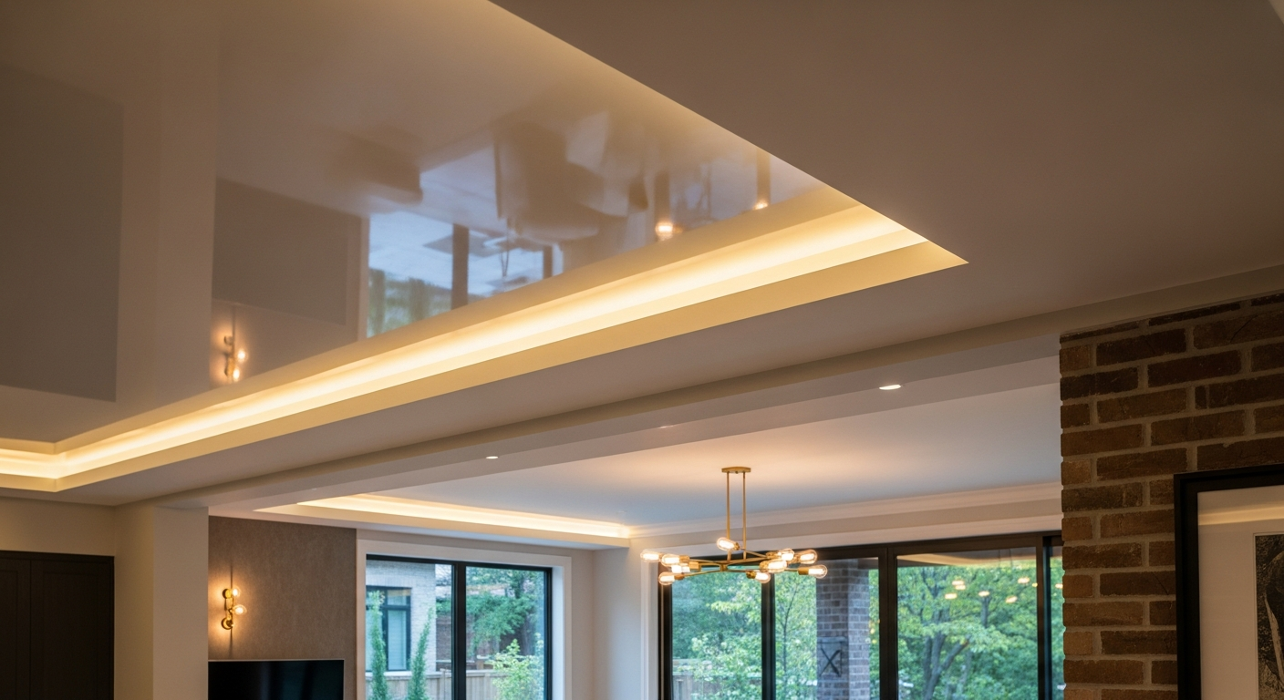 Final result of a stretch ceiling installation project at a Stouffville residence