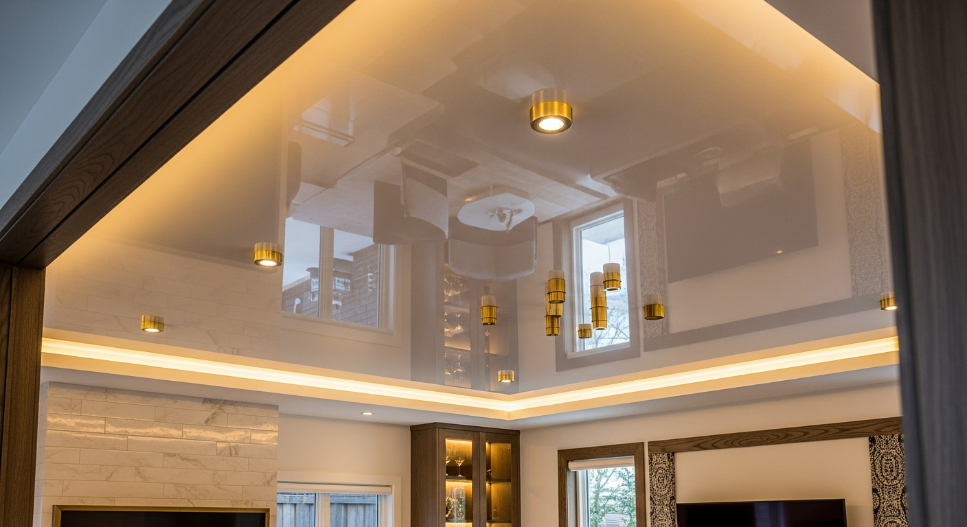 Detail view of a stretch ceiling installation job finished in Uxbridge — expert craftsmanship