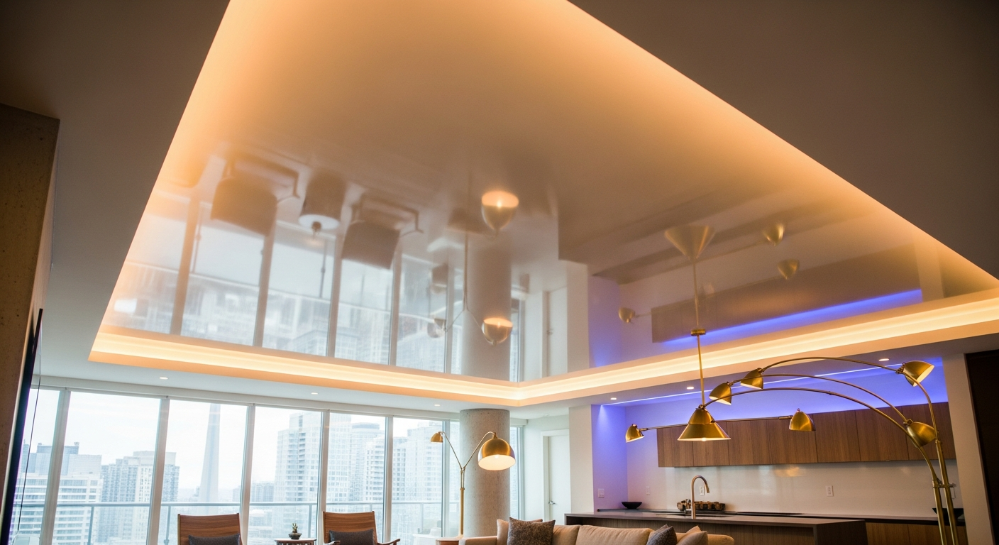 Stretch Ceiling Installation delivered by RenoHouse — Toronto GTA home services