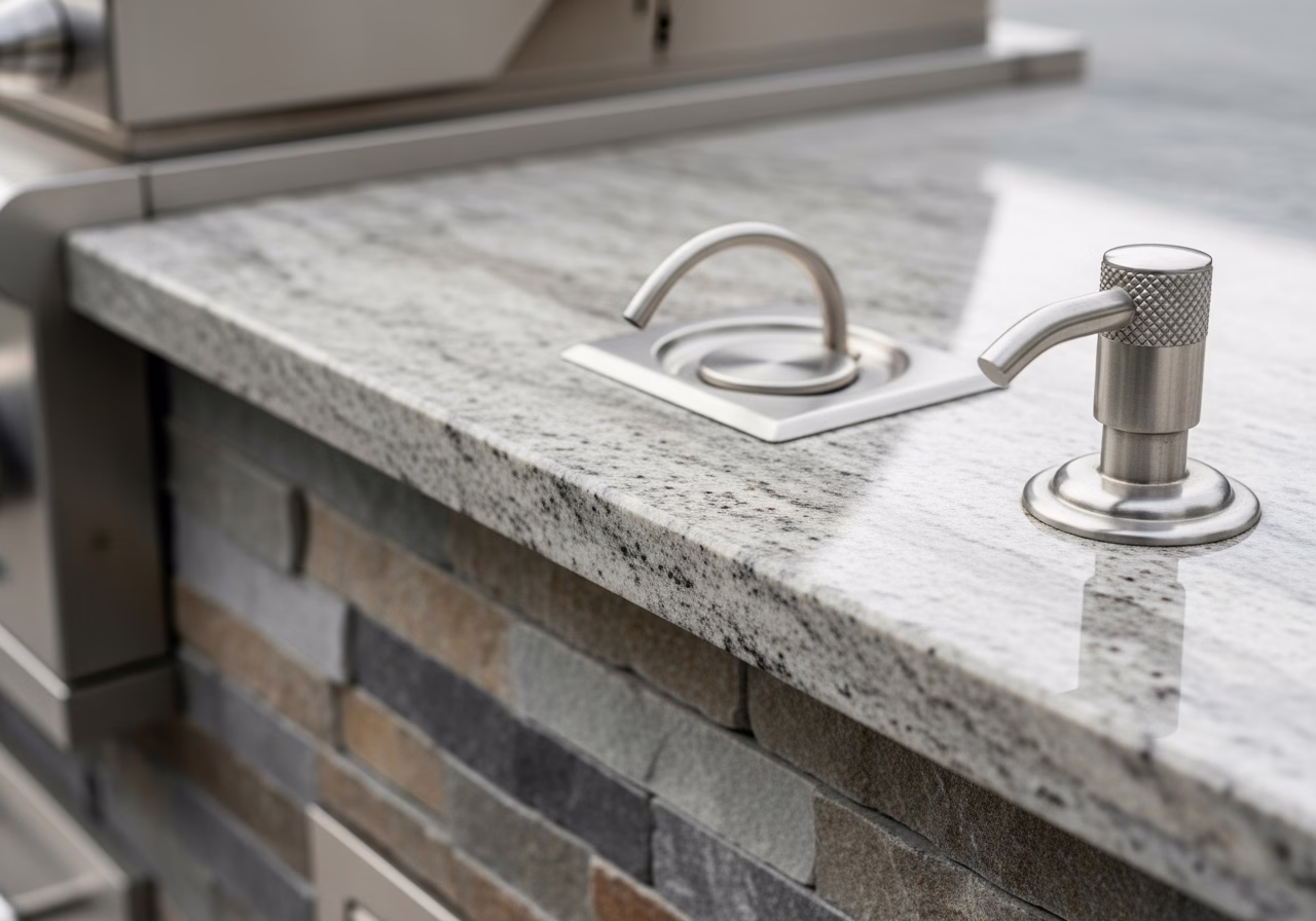 Close-up detail of professionally completed Outdoor Kitchen Build