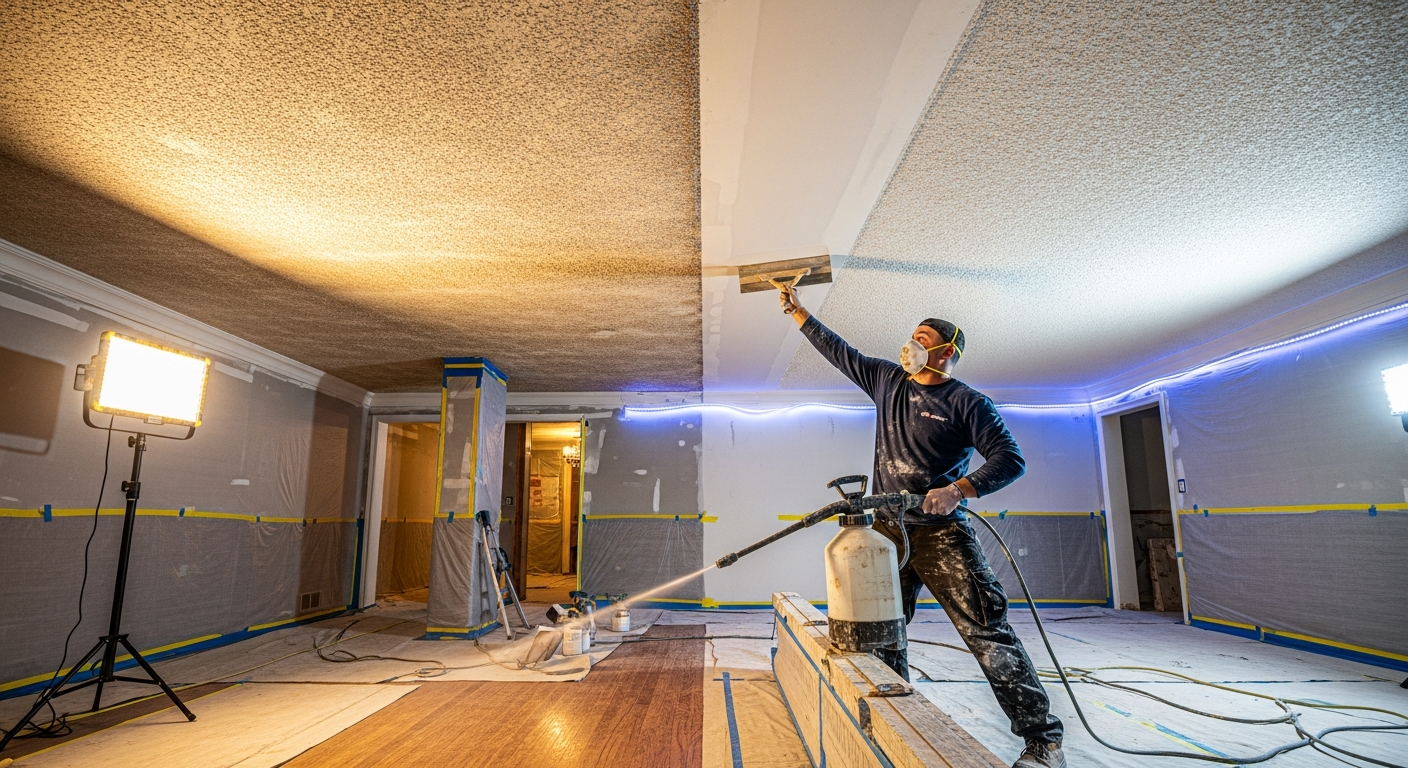 Professional stucco & stipple ceiling project completed by RenoHouse in Ajax — quality workmanship guaranteed