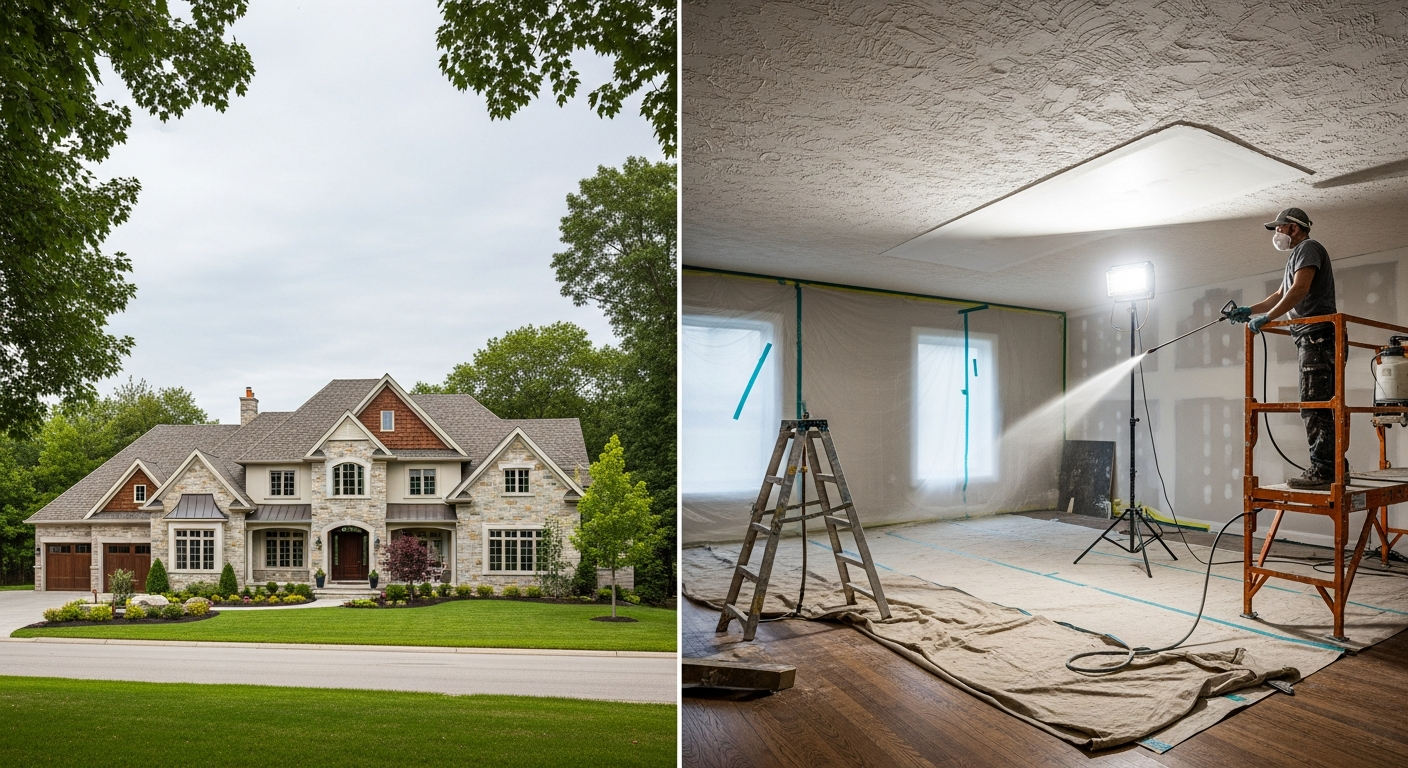 Recently completed stucco & stipple ceiling renovation in a Caledon home