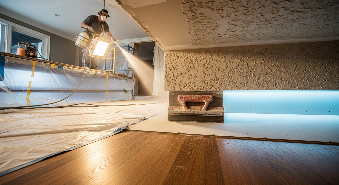 East Gwillimbury stucco & stipple ceiling portfolio sample — finished by licensed RenoHouse crew