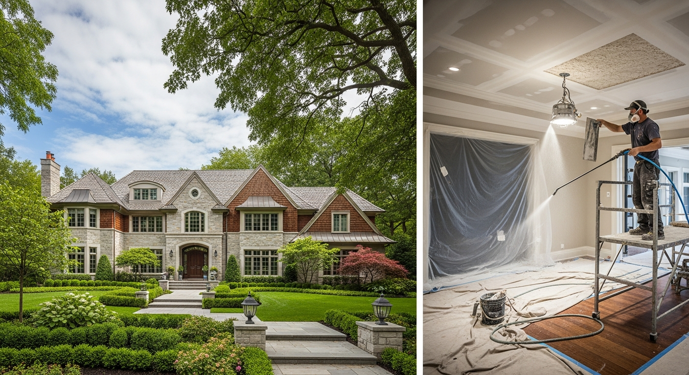 Close-up of professional stucco & stipple ceiling work delivered in Oakville