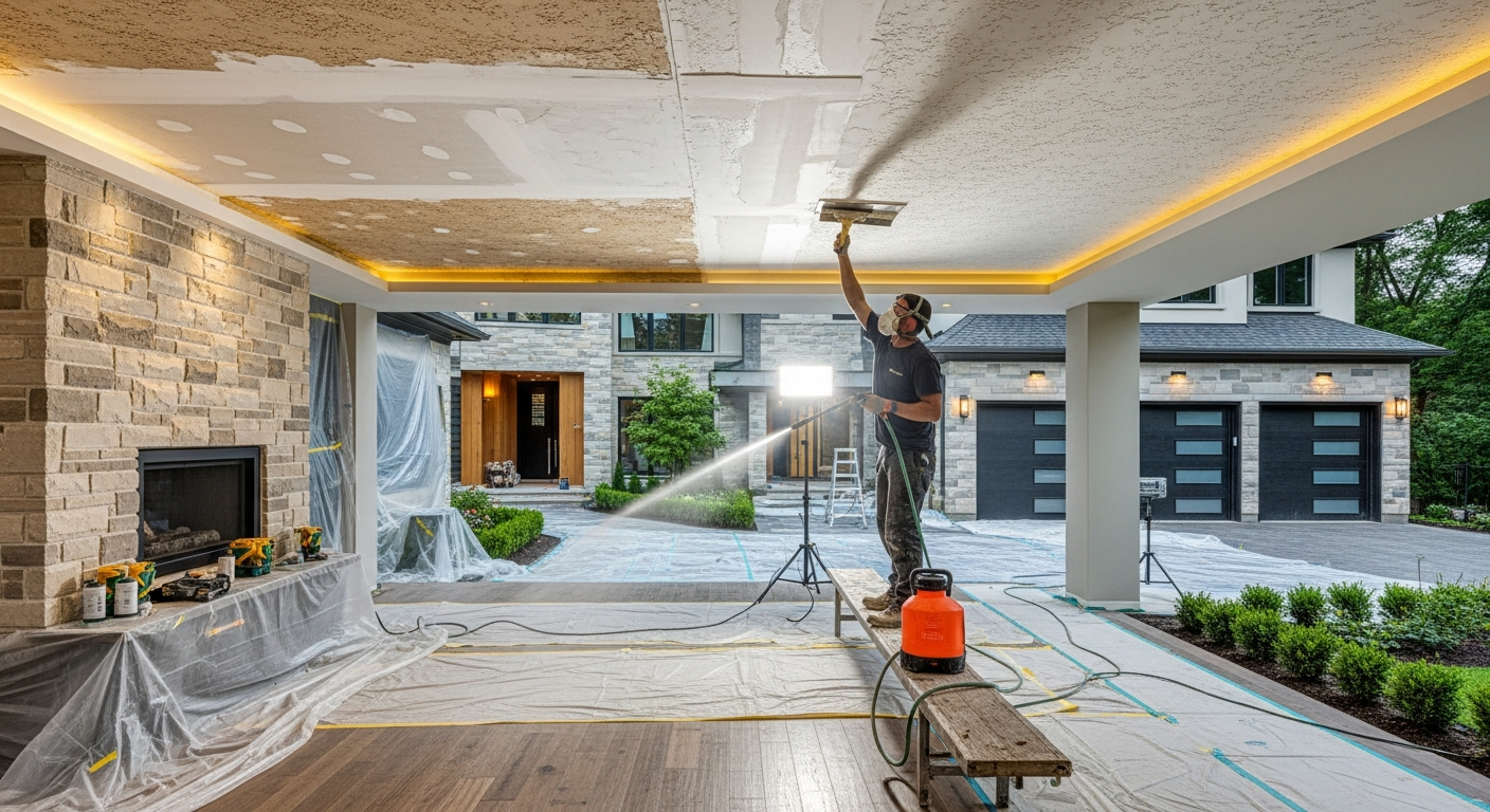 Final result of a stucco & stipple ceiling project at a Vaughan residence