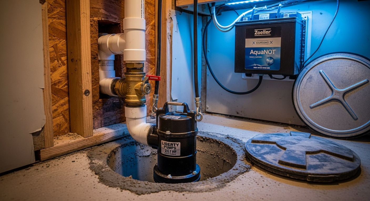 Sump Pump Installation portfolio close-up from a Brock renovation by RenoHouse