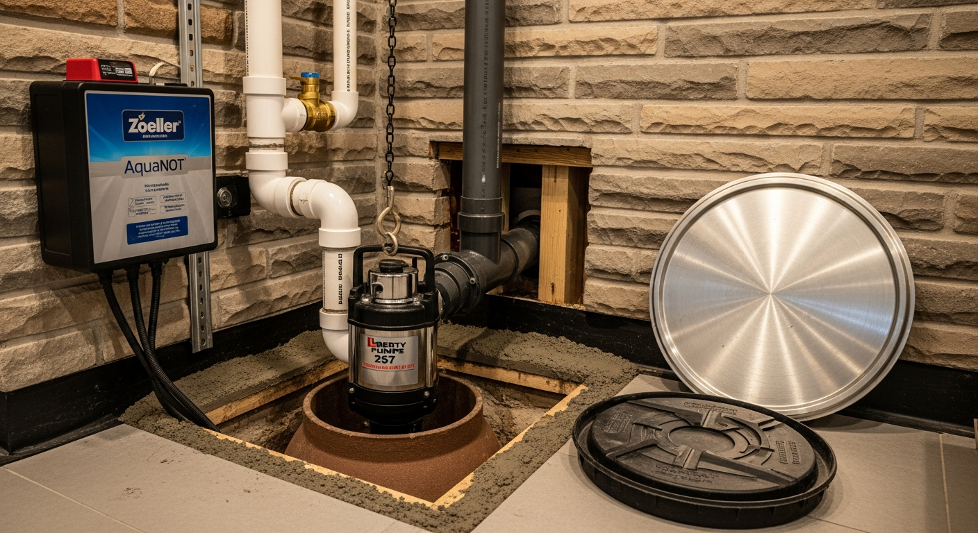 Recent Burlington-area sump pump installation project — professional finish detail