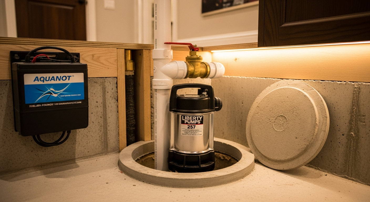 Recent Caledon-area sump pump installation project — professional finish detail