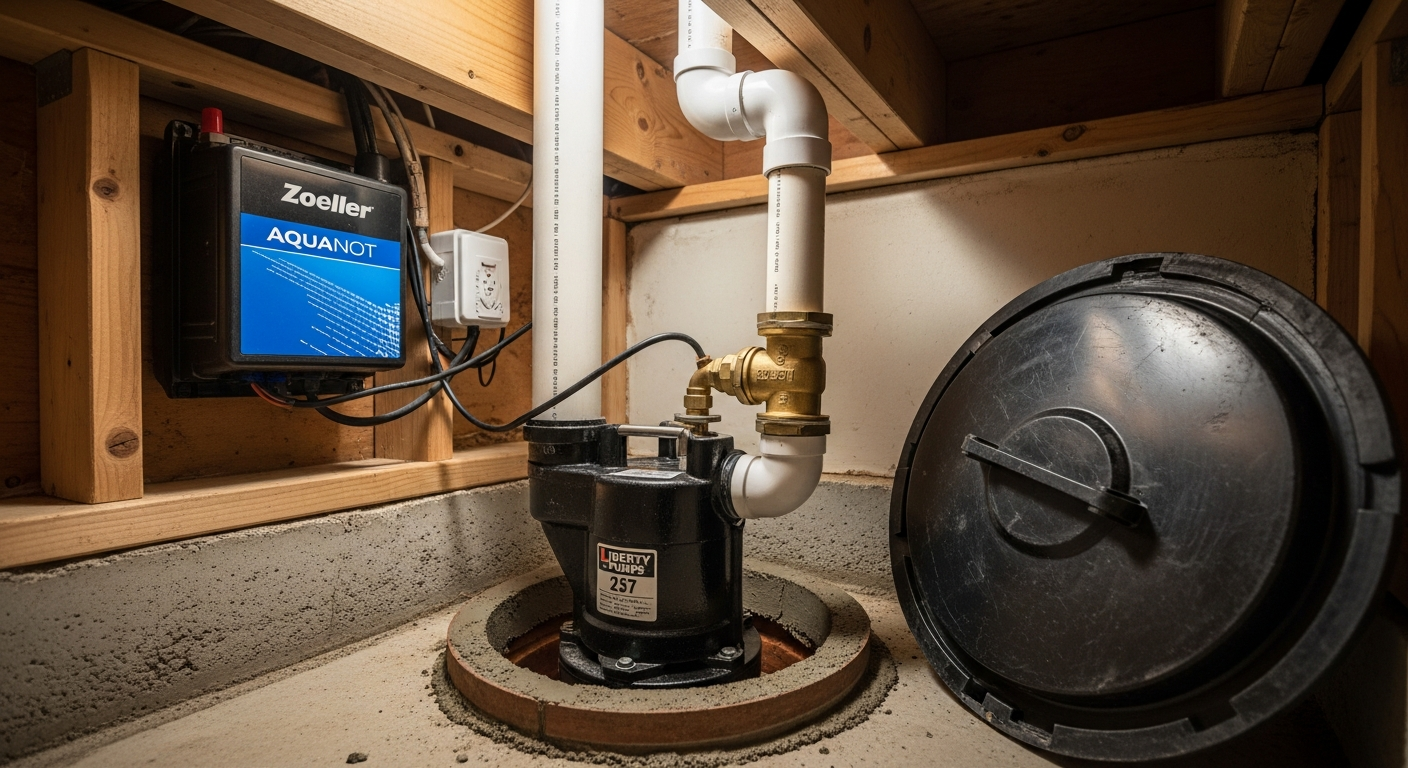 Recently completed sump pump installation renovation in a Georgina home