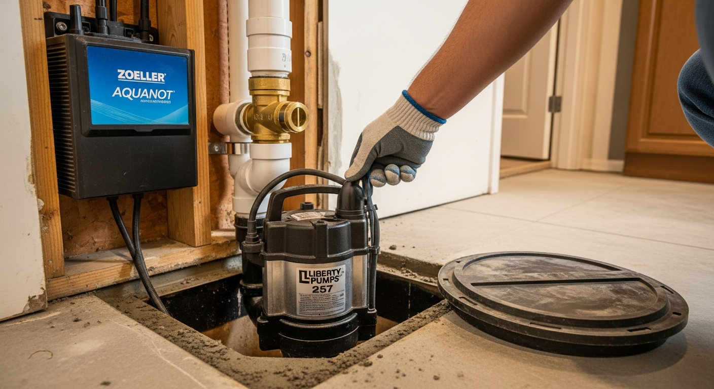 Completed sump pump installation work showcasing finishing details in Mississauga