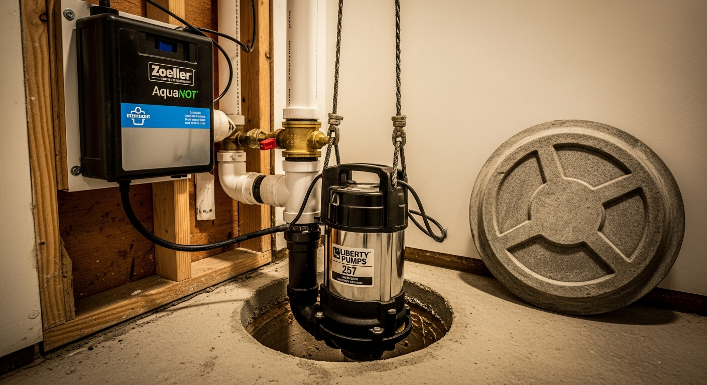 Recently completed sump pump installation renovation in a Newmarket home