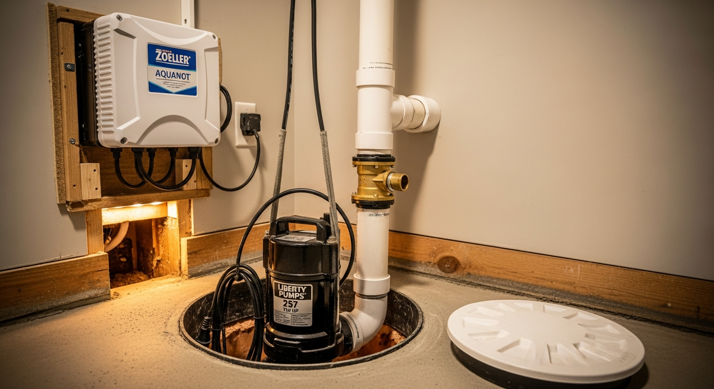 Recently completed sump pump installation renovation in a Pickering home