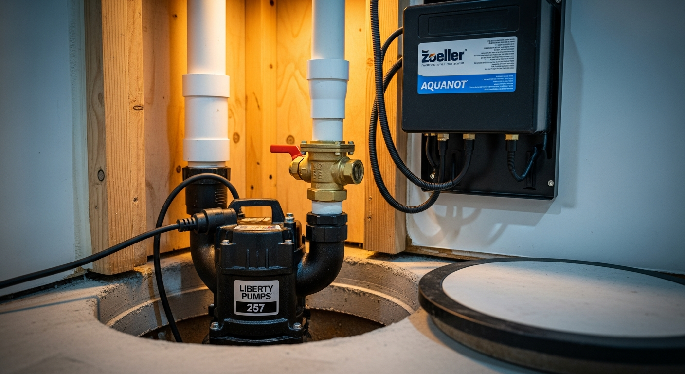 Detail view of a sump pump installation job finished in Richmond Hill — expert craftsmanship