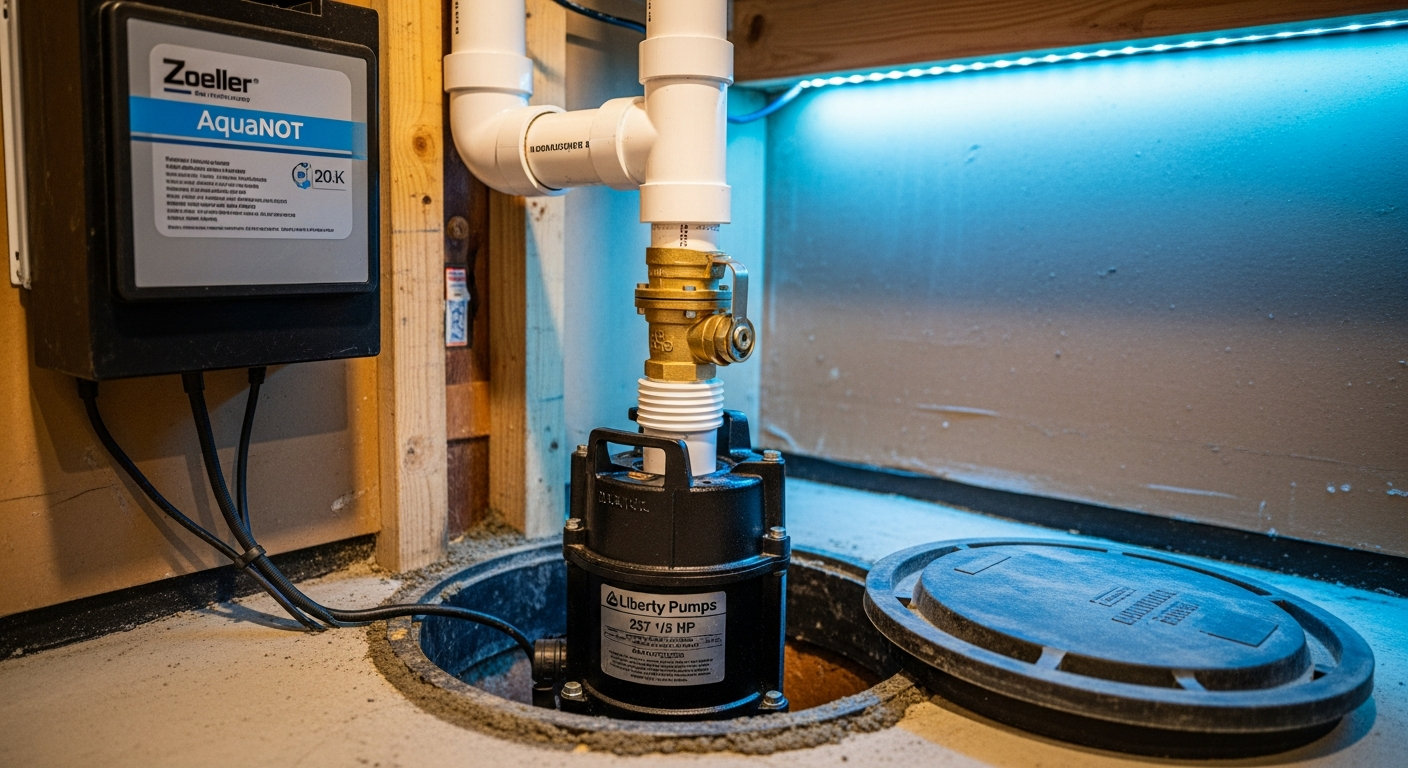 Recently completed sump pump installation renovation in a Scugog home