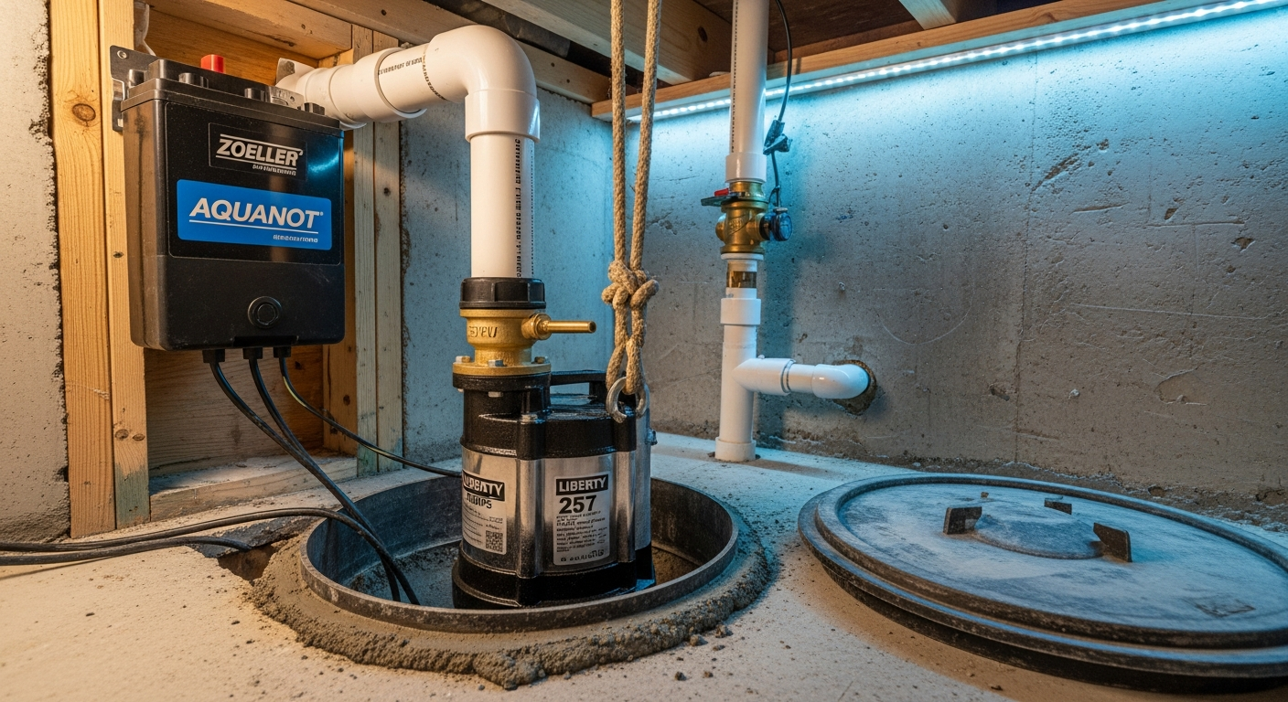 Recently completed sump pump installation renovation in a Vaughan home