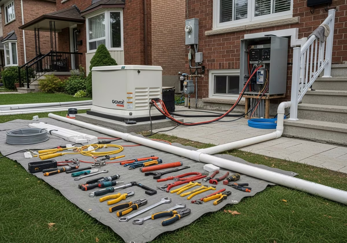 Whole-Home Generator Installation tools and materials staged in Toronto home