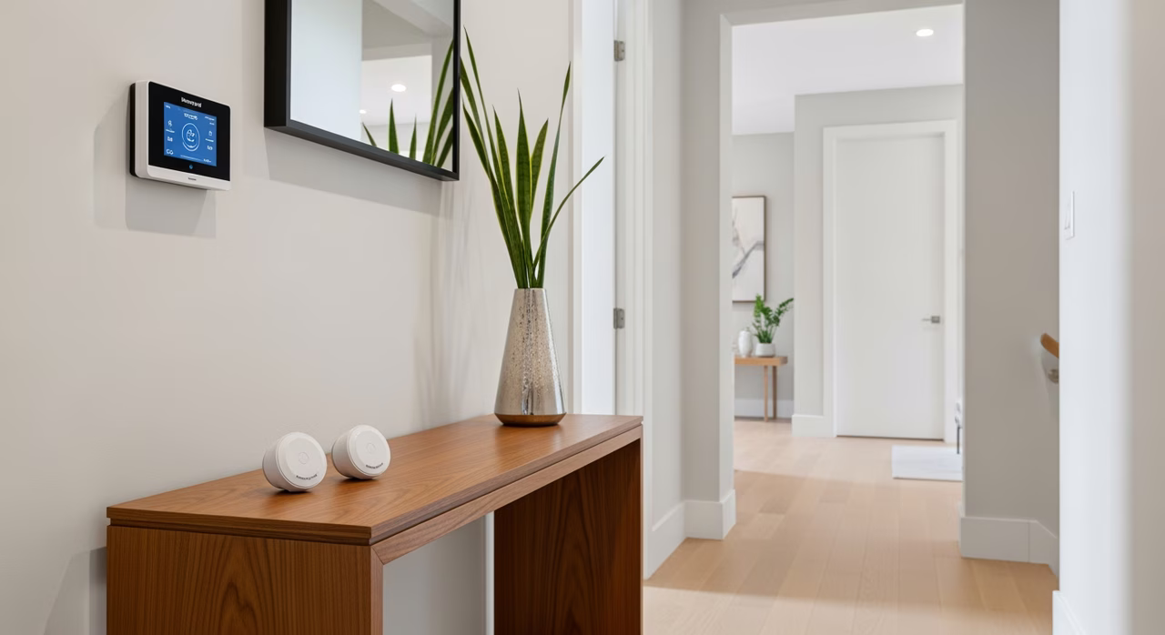 Honeywell T9 multi-zone smart thermostat with room sensors installed in Markham detached home