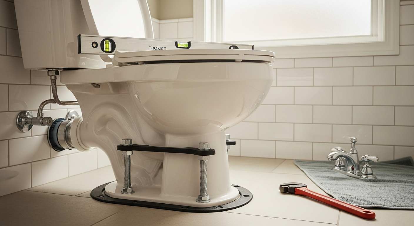 On-site toilet repair & installation install detail at a Ajax property