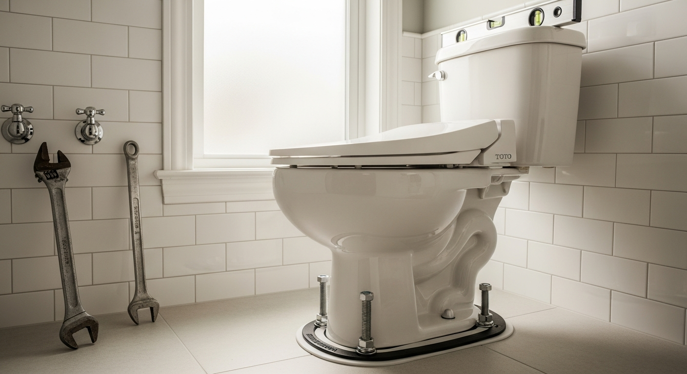Final result of a toilet repair & installation project at a Brampton residence
