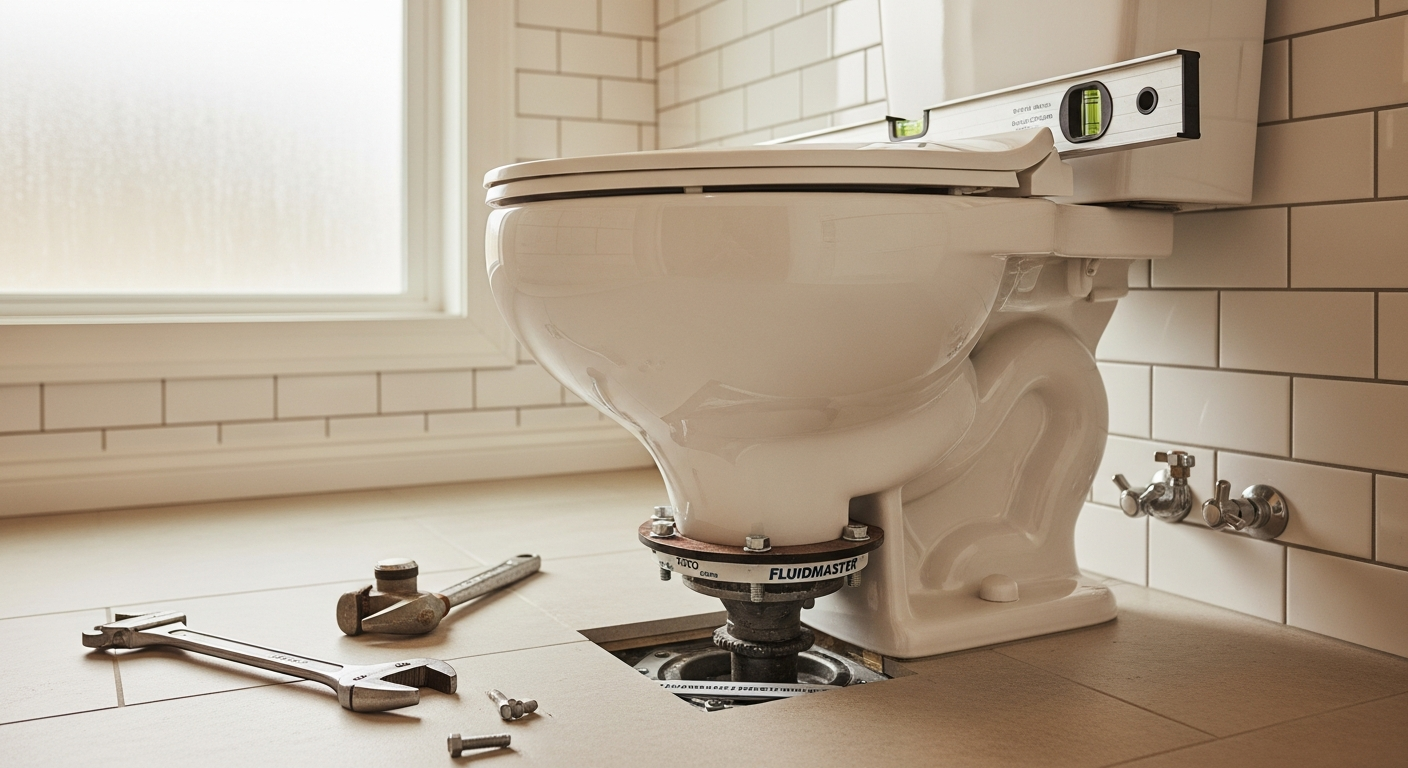 Editorial detail of a Caledon toilet repair & installation install — visible quality finish
