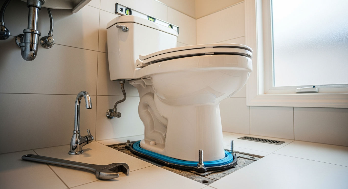 Editorial detail of a Newmarket toilet repair & installation install — visible quality finish