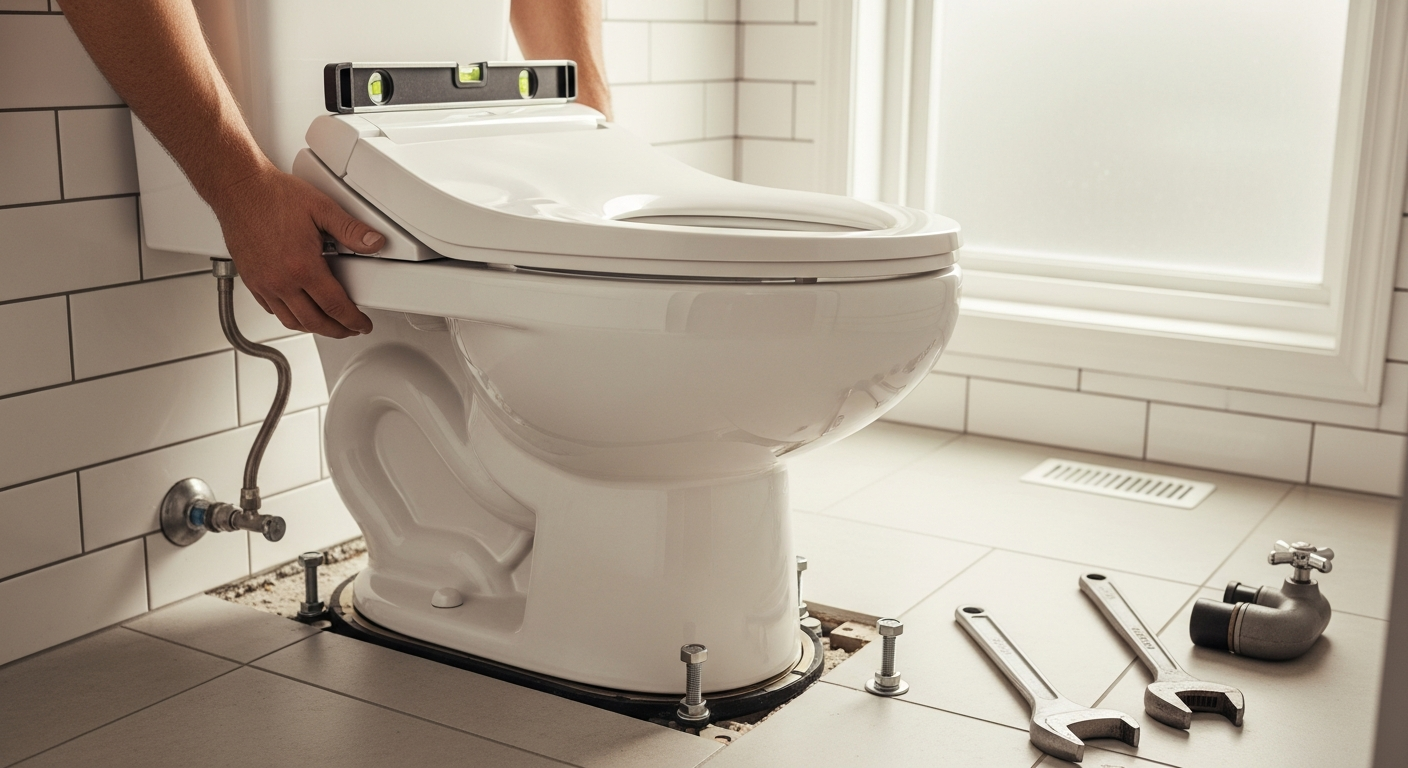 Completed toilet repair & installation work showcasing finishing details in North York
