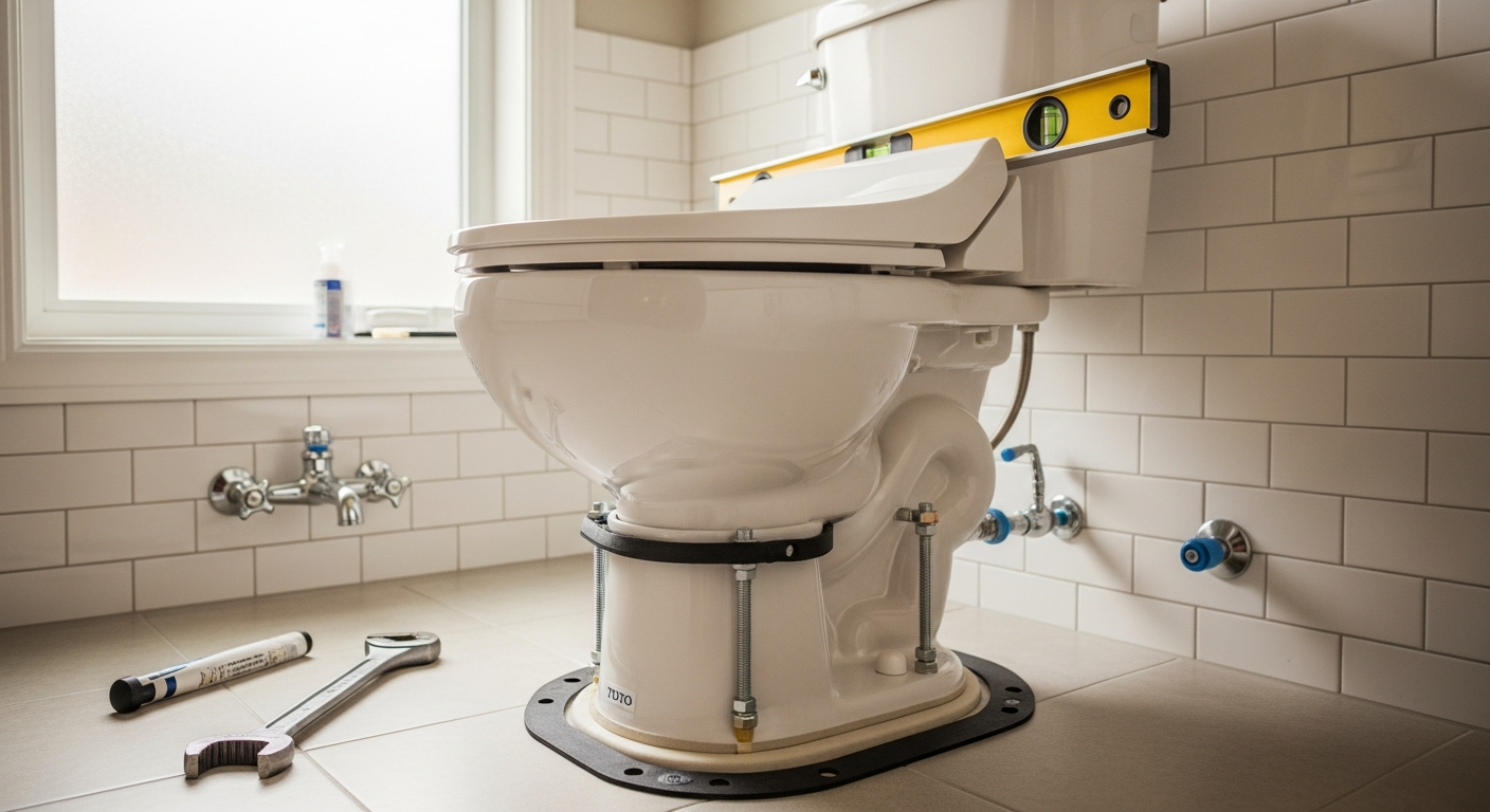 On-site toilet repair & installation install detail at a Vaughan property