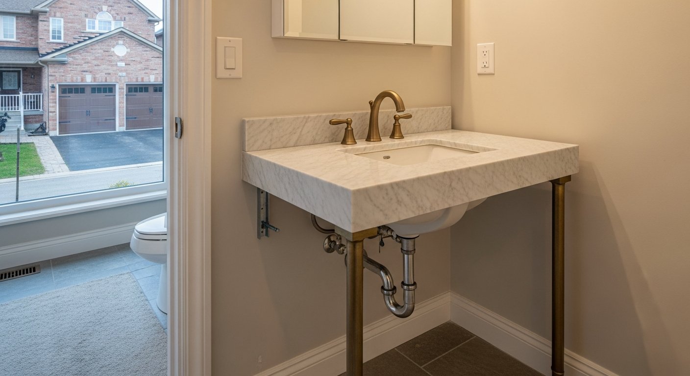 On-site vanity installation & replacement install detail at a Clarington property