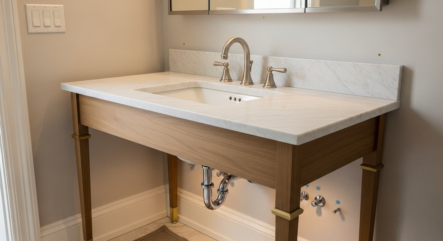 Close-up of professional vanity installation & replacement work delivered in Oakville
