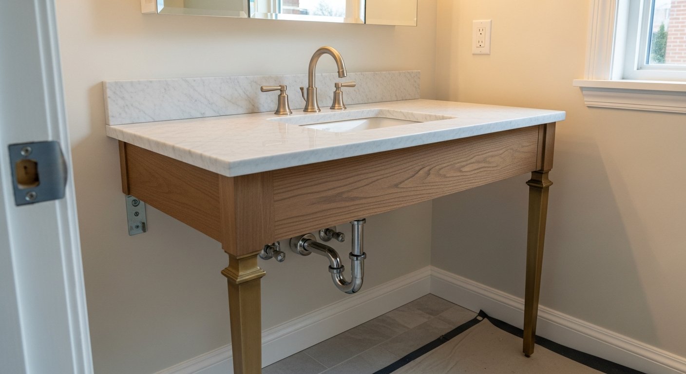 Close-up of professional vanity installation & replacement work delivered in Scarborough