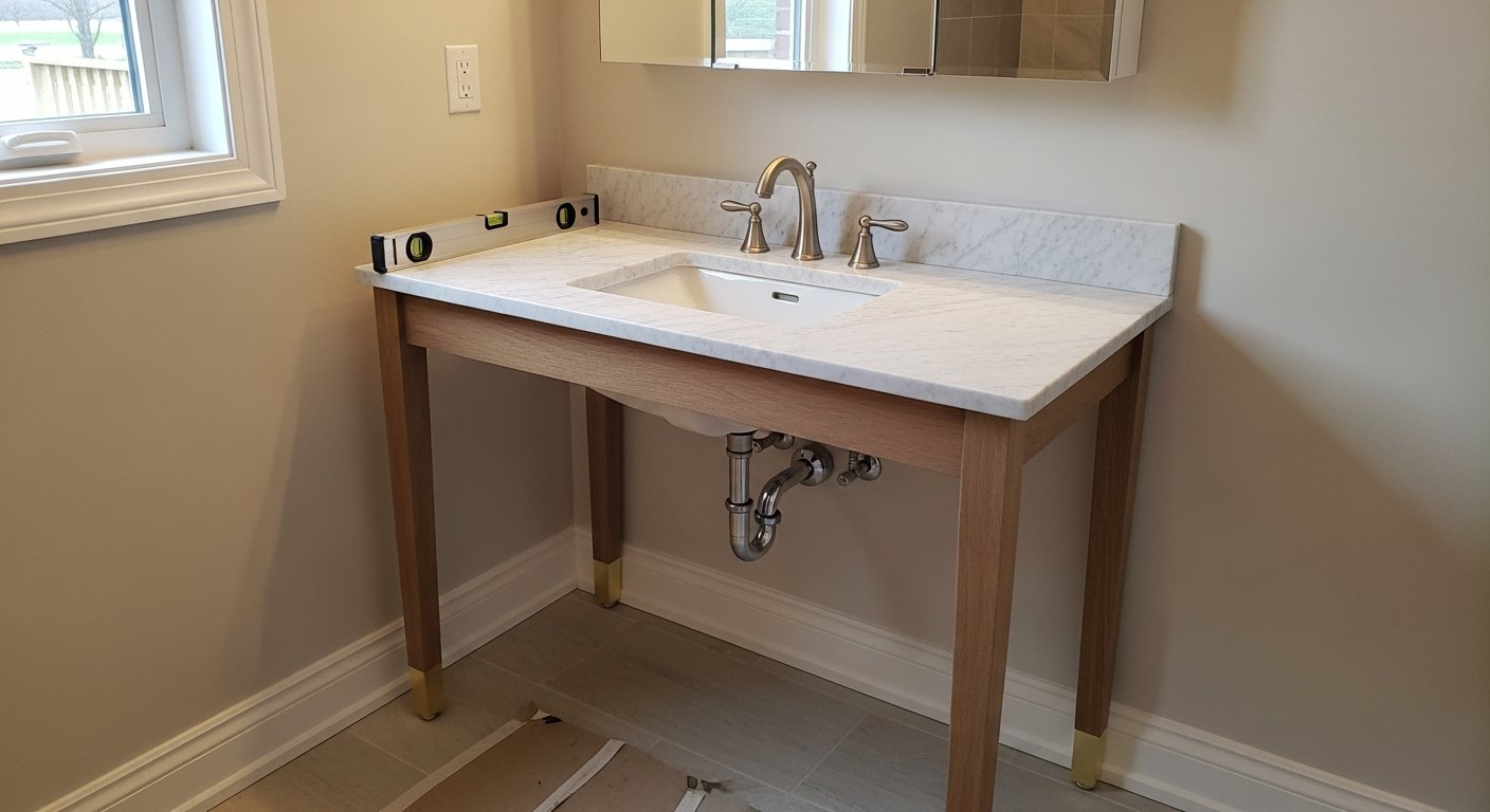 Uxbridge home vanity installation & replacement project completed by RenoHouse team
