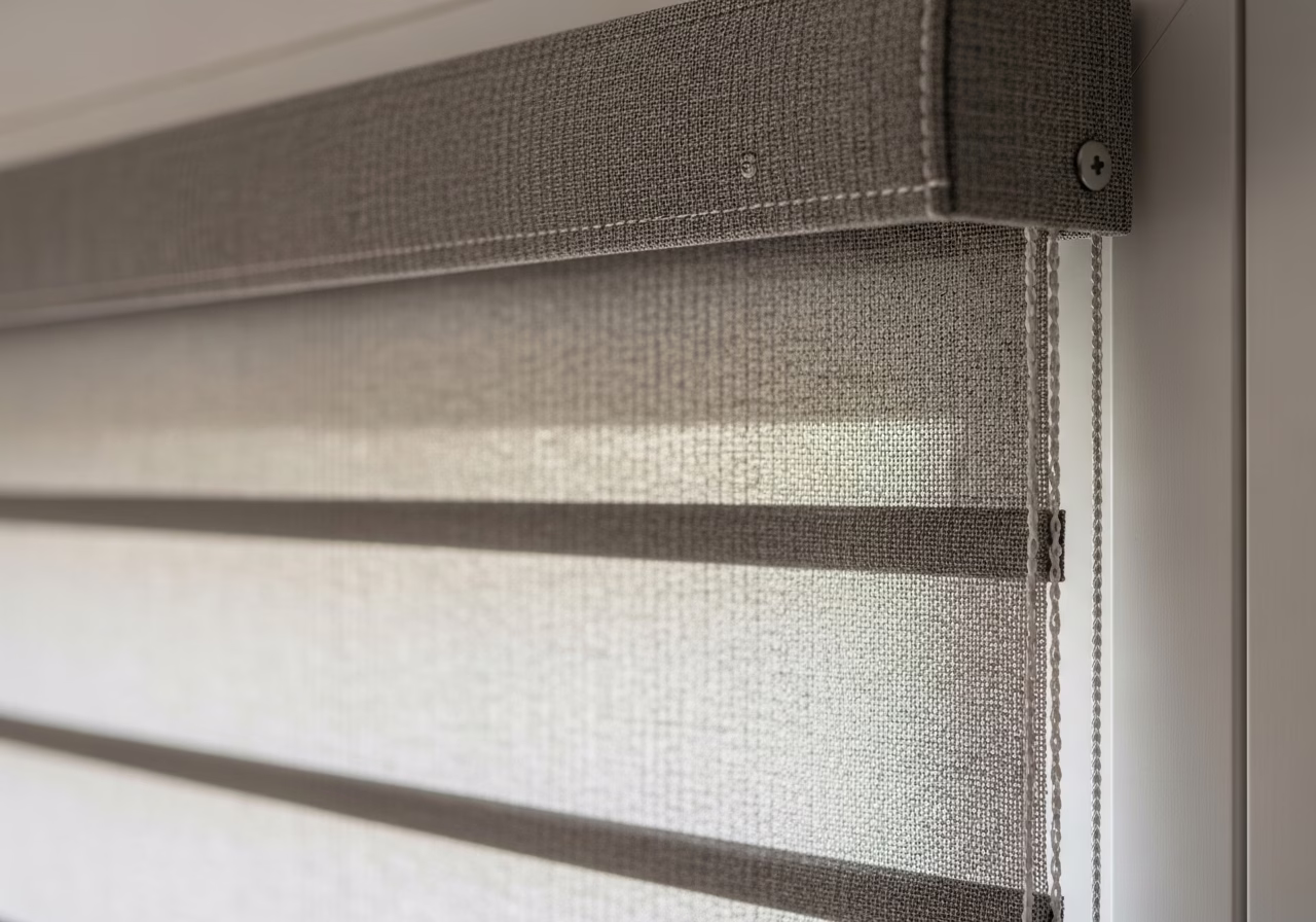Close-up detail of professionally completed Motorized Blinds Installation