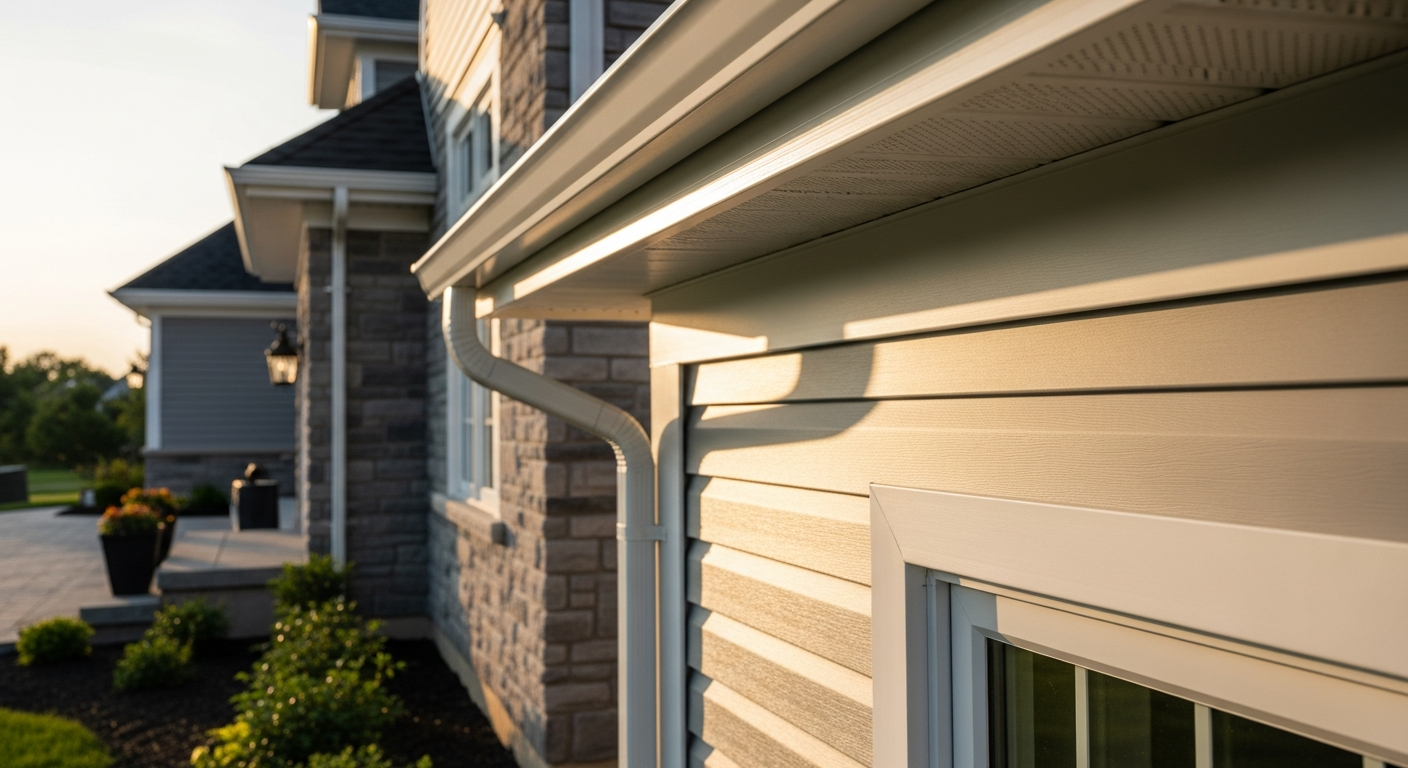 Detail view of a vinyl siding installation job finished in Aurora — expert craftsmanship