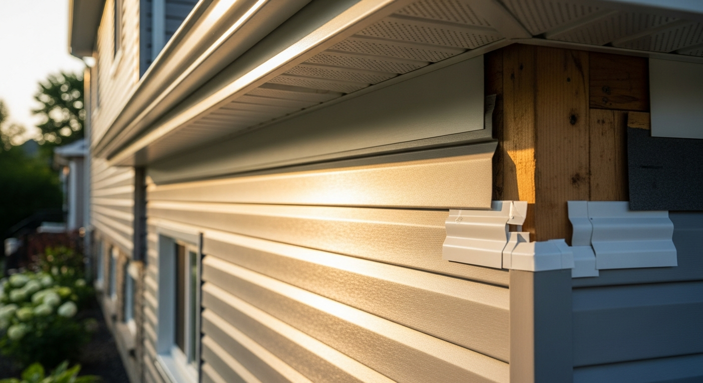Recently completed vinyl siding installation renovation in a Brock home
