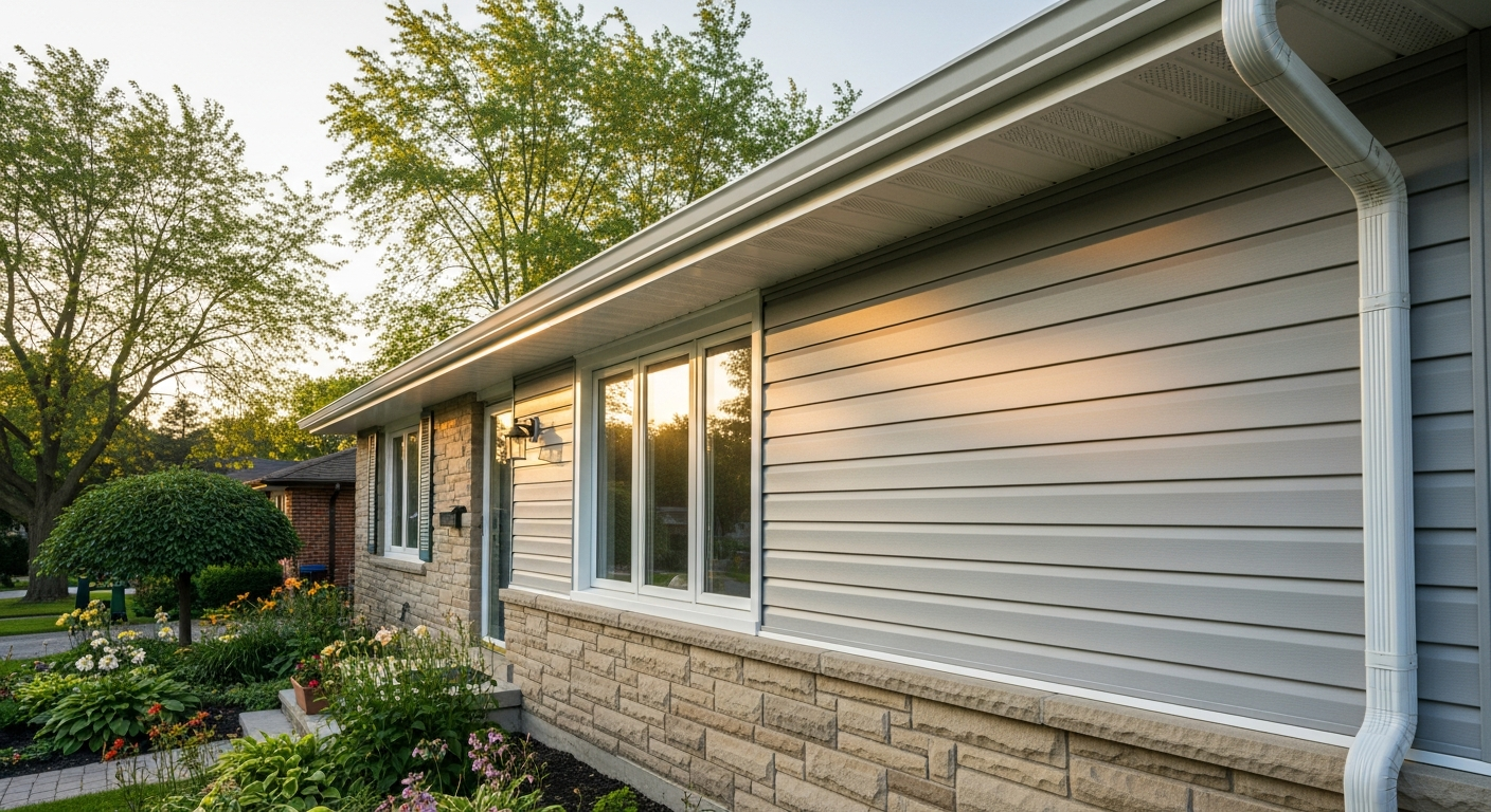 Vinyl Siding Installation portfolio close-up from a Burlington renovation by RenoHouse