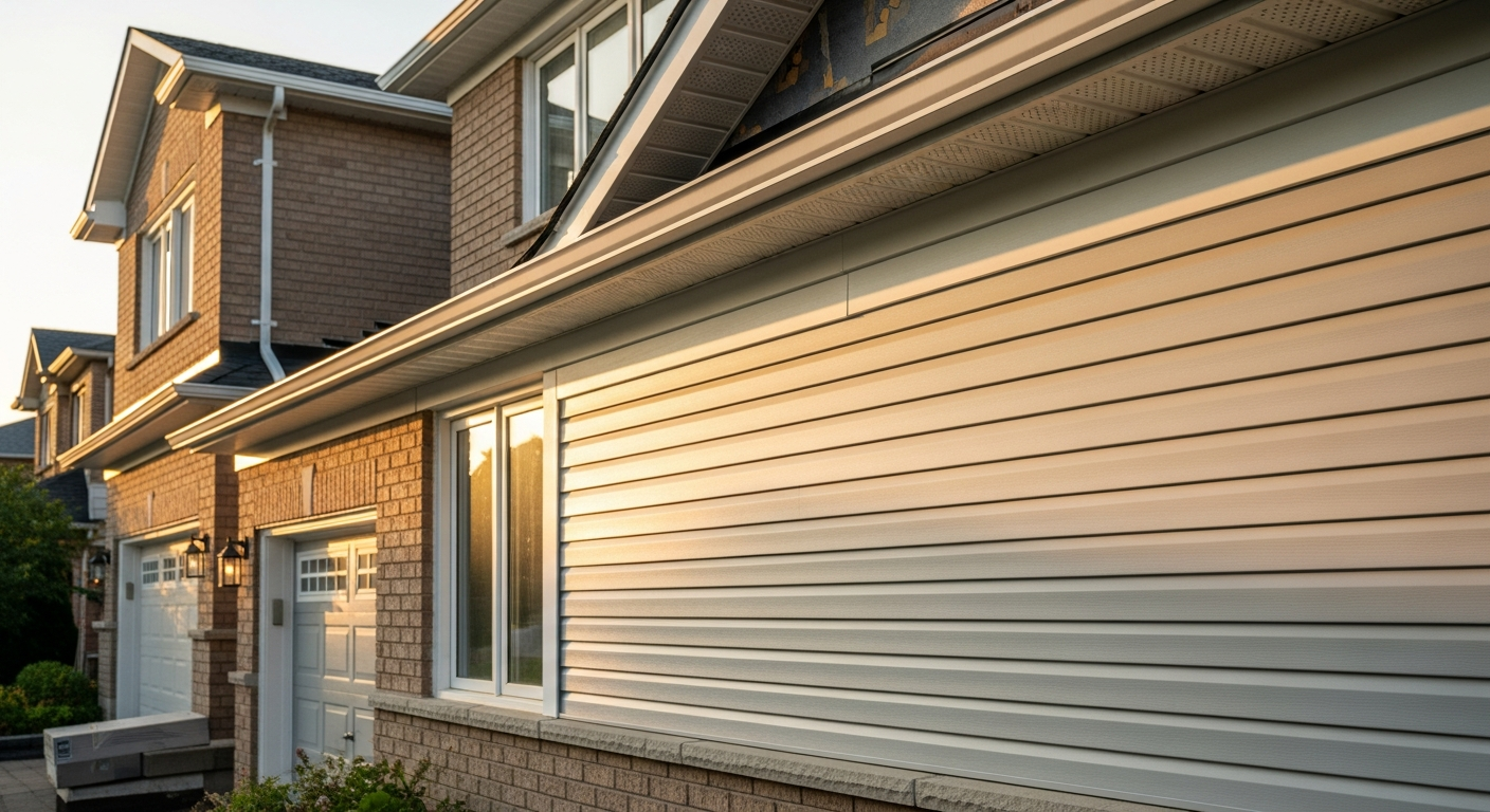 On-site vinyl siding installation install detail at a Newmarket property